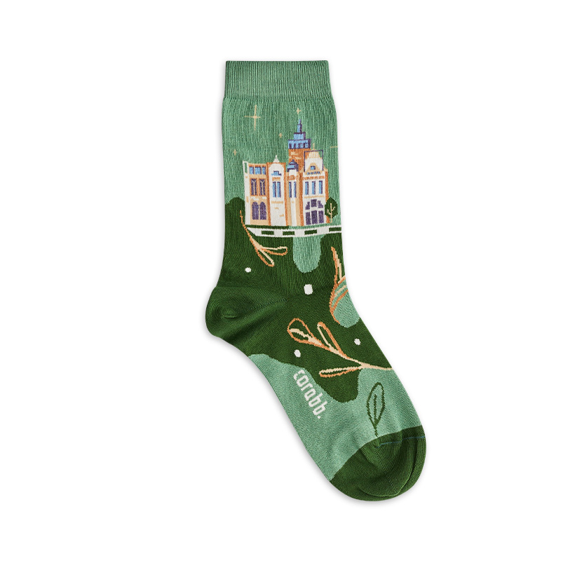 Order online or buy from the store 80% cotton socks designed on the Palace of Happiness as a gift or souvenir. Delivery within Baku in 24 hours.