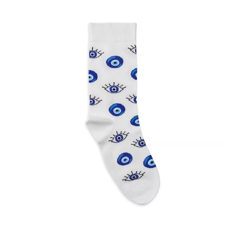 Image of the sock that is designed by being inspired by Devil Eye, which has been used for centuries as a protective charm against negative energy.